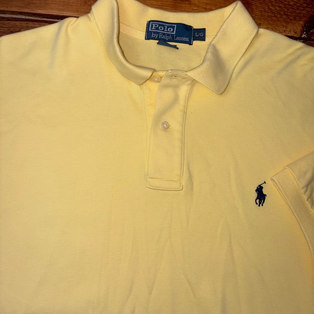 Polo Ralph Lauren Polo Shirt Mens Large Yellow Short Sleeve Pony Logo READ